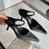 Мода Мода Металлическая Пряжка Туфли на Шпильке для Женщин Женские Слипоны Остроносая Обувь Женские Туфли-Лодочки на Высоком Каблуке