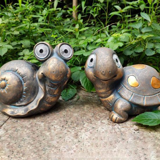 Солнечная лампа, орнамент, прочная синтетическая смола, черепаха, сова, улитка, скульптура, автоматический ночник