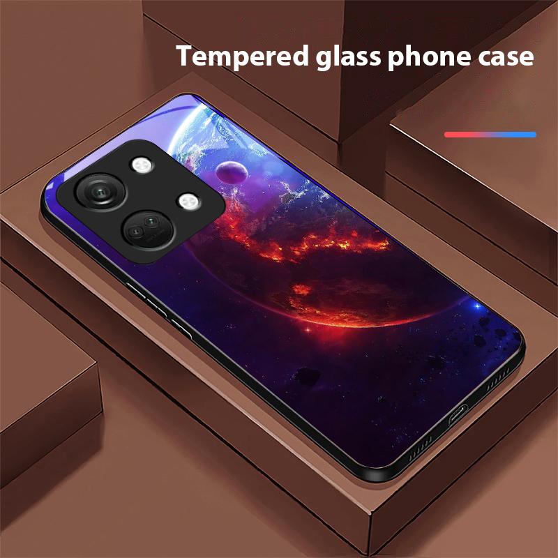 Космическая планета для OnePlus Nord 3 5 6T 7 Pro 8 12 10T Reno8 Lite 5G 10R Nord N30 Чехол для телефона из закаленного стекла с твердым корпусом Черный