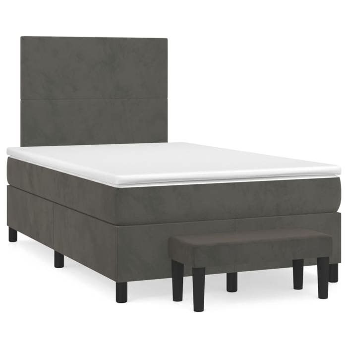 Maison Exclusive - Sommier à lattes de lit et matelas Gris foncé 120x200cm Velours