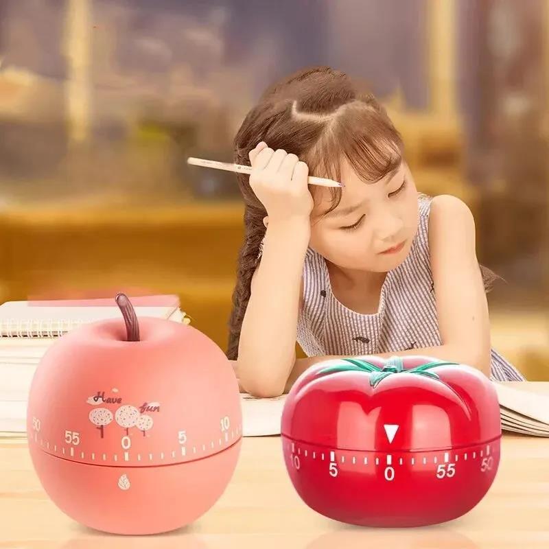 Red Tomato Shape Kitchen Timer Mechanical Countdown Clock Cute Cooking Gadget Durable Reminder Alarm for Pomodoro TimingTachometers 3