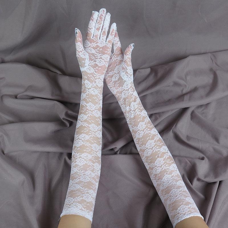 Перчатки женские длинные кружевные 54 см палец свадебные формальные рождественские распродажа школьные оригинальные аксессуары для одежды праздничные
