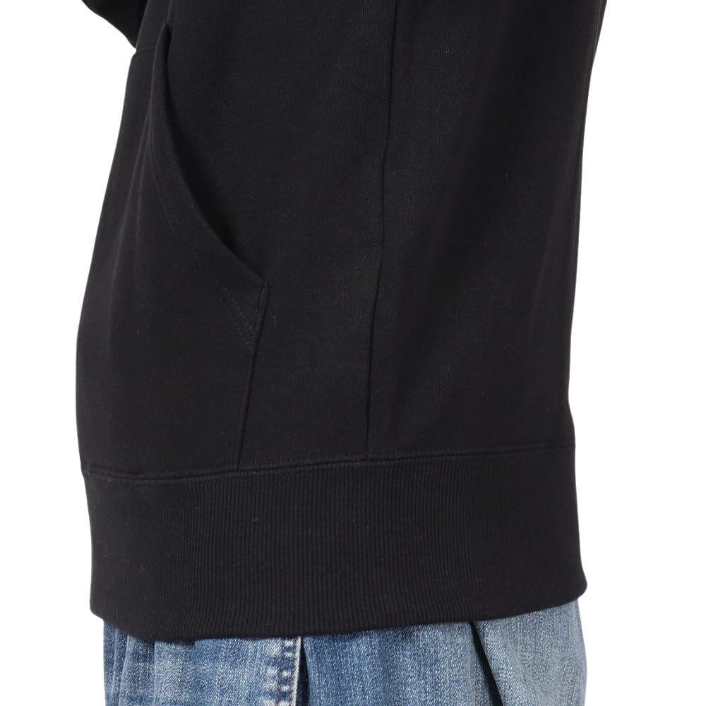 Champion Long Fleece Black Men's Full-Zip Hoodie, Sleeve, Lining, One-Point Logo, Basic, C3-W104Z,