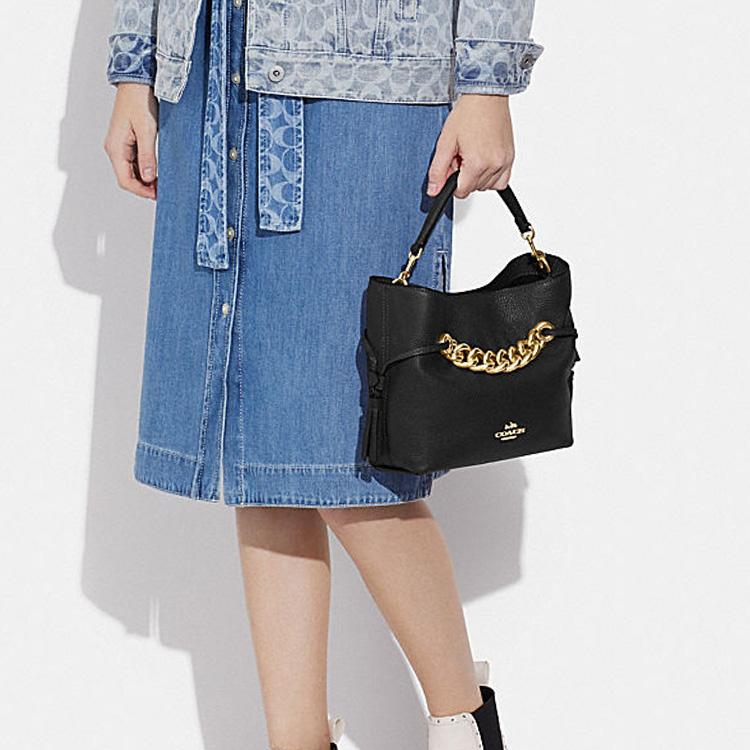 Новая женская сумка COACH Andy из коровьей кожи, сумка на плечо, сумка кроссбоди среднего размера, черная CE555-IMBLK