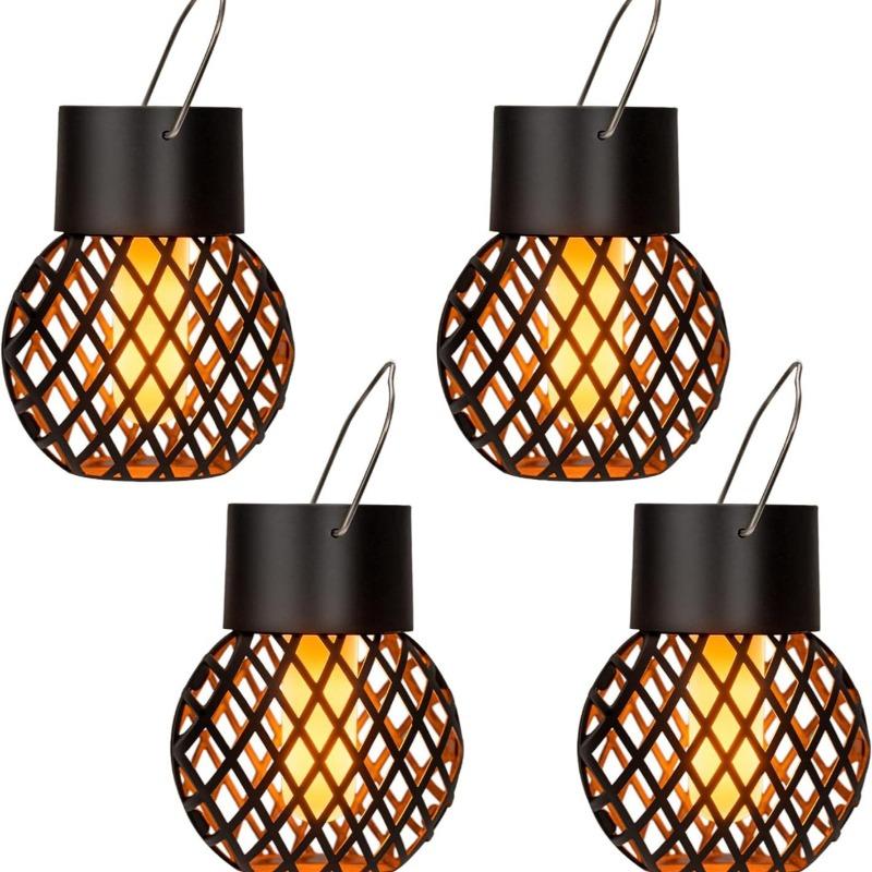 Новая Уличная Солнечная Маленькая Подвесная Шарообразная Лампа-Пламя, Полая Подвесная Лампа, Светодиодная Лампа для Атмосферы на Ветке Дерева, Подвесная Лампа для Сада и Двора