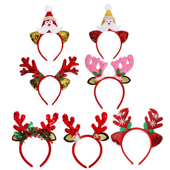 1/7 шт. Рождественская повязка на голову, праздничная шапка Санты, головные уборы из рогов оленя, рождественский костюм для вечеринки, обруч для волос, аксессуар для женщин, взрослых и детей