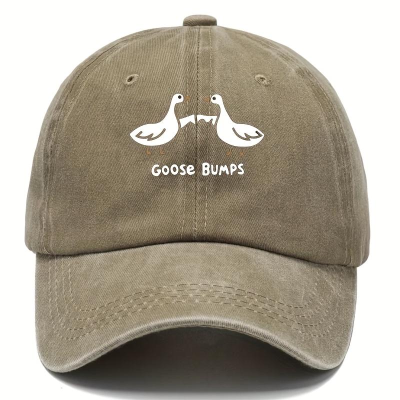 Retro goose print baseball cap with casual dad hat suitable for men's worn-out duck patterned sports hat