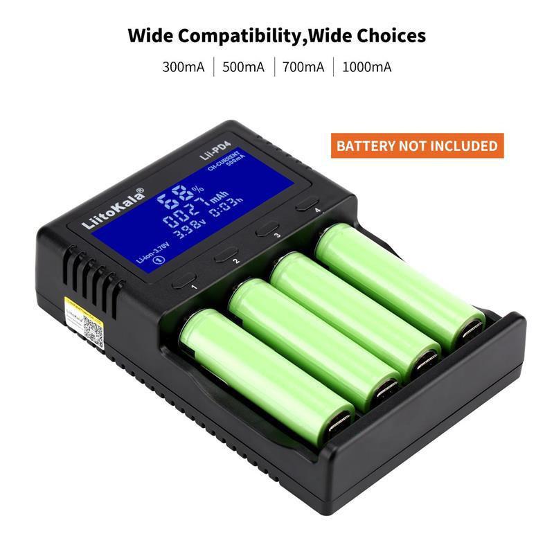 LiitoKala Lii-PD4 LCD Зарядное устройство для литиевых аккумуляторов для 18650, 26650, 21700