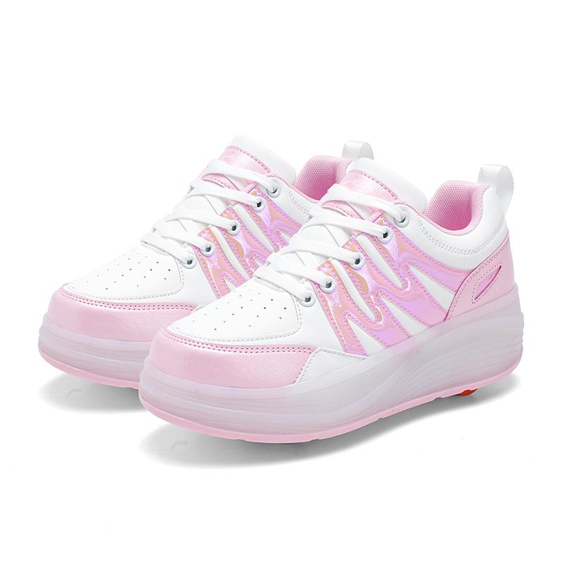 Четырехколесные детские туфли Heely с колесами, спортивная обувь с зарядкой через USB, светодиодная спортивная обувь для девочек, роликовые коньки