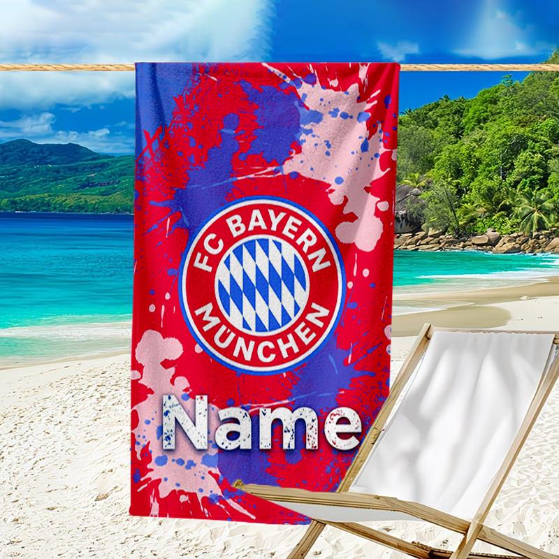 Custom Name Ultrasoft Beach Towel With Bayern Munich Themeideal For Pool Camping Diving Perfect Travel Essential Vibrant Beach Towel