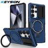 KEYSION Противоударный чехол MagSafe для Samsung Galaxy S25 Ultra 5G с магнитным кольцом-подставкой, защитой камеры, задней крышкой телефона