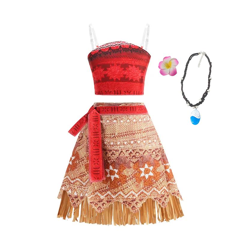 2 4 6 8 Yrs Kids Vaiana Clothing Set Role Playing Moana Disguise Princess Dress Up Pageant Apparel Beach Hawaii Frock