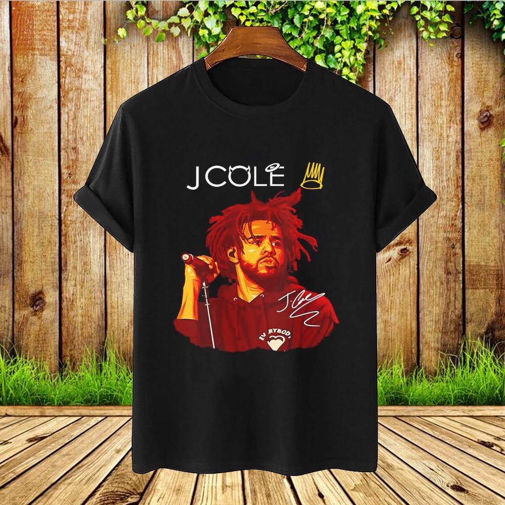 J Cole Подписанная футболка Подарок фанату Черная Все размеры Унисекс