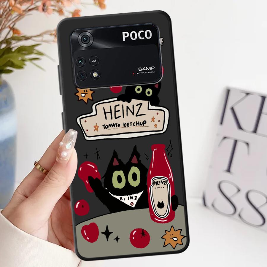 Чехол для телефона Funda для Xiaomi Poco F8 X3 X4 X5 X7 Pro F3 F1 M5 C50 C61 C75 M3 M4 M7 Pro C71 Кот с томатным соусом