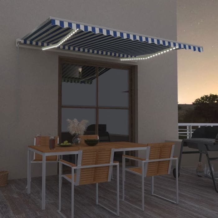 VidaXL Manual Retractable Awning with LEDs Terrace Awning Balcony Awning Garden Patio Outdoor Window Shading 3068901