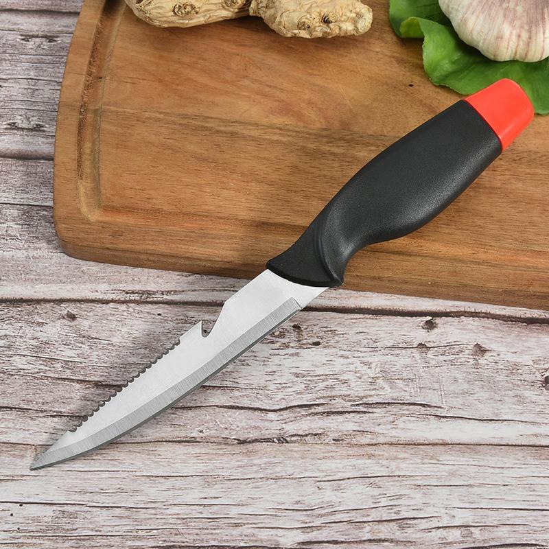 Плавающее лезвие для рыбы из нержавеющей стали, нож для рыбы, многофункциональный кухонный нож, уличный нож для рыбы, зубчатый нож с чехлом