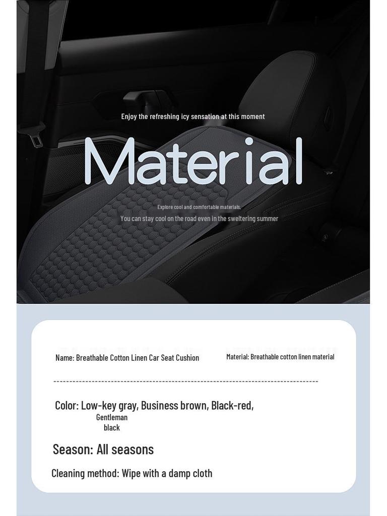 Linen Car Seat Cushion with Backrest for All Seasons