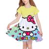 Sanrio Новое летнее платье для девочек Модное мультяшное милое Киннаморолл Хелло Китти Платье с 3D-печатью Детская одежда принцессы с коротким рукавом