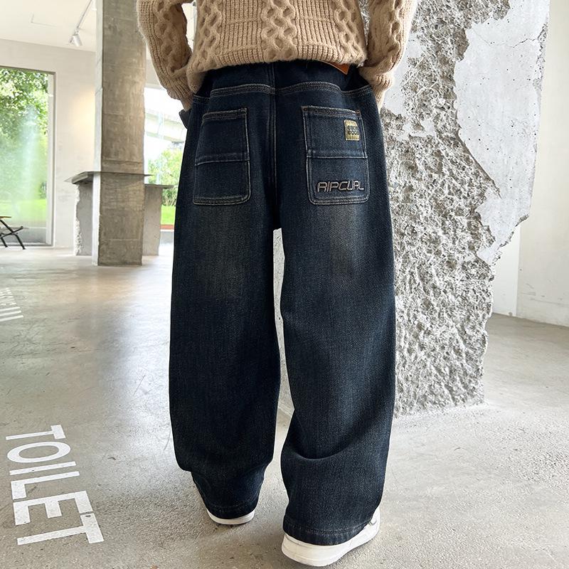 Джинсы для мальчиков на флисовой подкладке - Тренд Весна/Осень 2025: Повседневные длинные брюки для детей