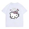 Детская хлопковая футболка с коротким рукавом Sanrio Hello Kitty в корейском стиле, 2026, с розовым бантом и принтом логотипа, милая и повседневная для ежедневной носки