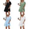 Women's Short Sleeve V-neck Knee Length Pleated Dress Solid Color Casual Dress