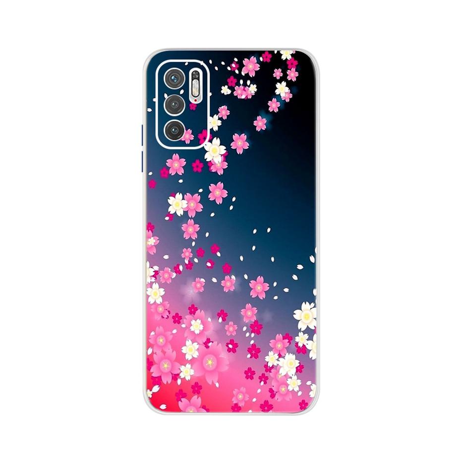 Чехол Для Xiaomi Redmi Note 10 5G Capa Цветы Мягкий Силикон Чехлы Для Redmi Note 10 Note10 10T Poco M3 Pro 4G 5G Прозрачный Fundas
