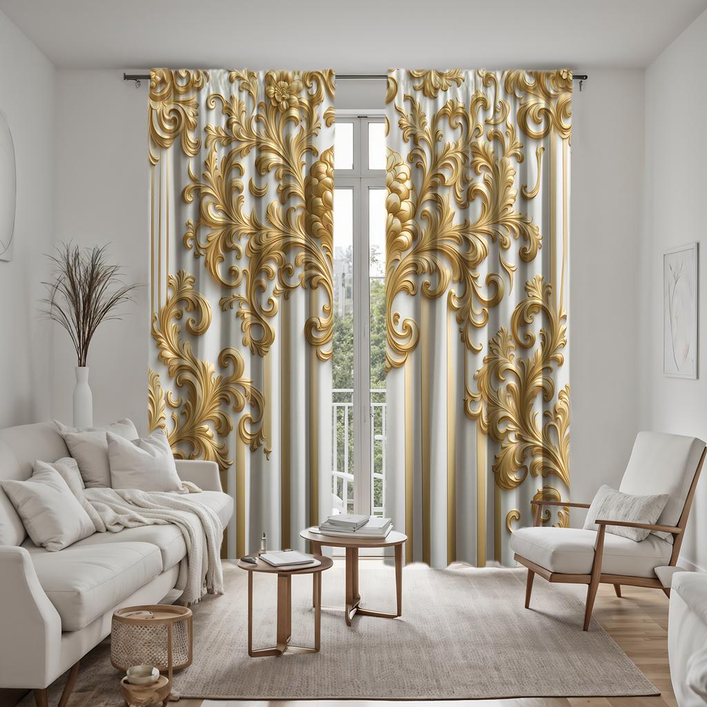 2-х компонентные HD цифровые желтые цветные европейские тисненые цветочные шторы для украшения дома в стиле декоративной гостиной и спальни