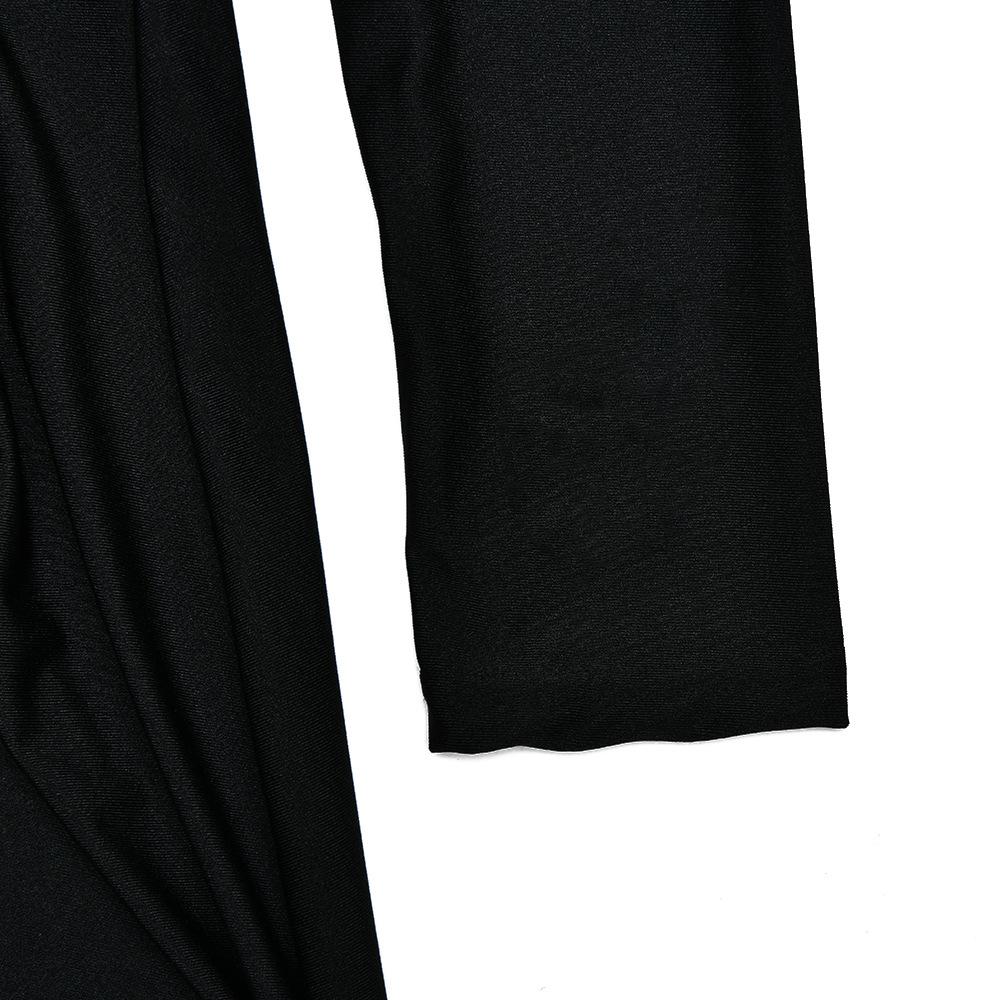 Half High Neck Long Sleeve Patchwork Backless Pleated Long Dresses