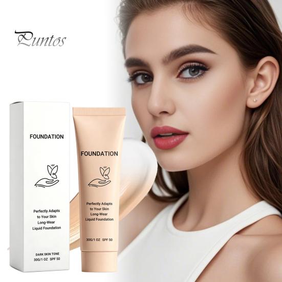 Тональная основа с SPF 30, 30 г, Жидкая тональная основа с меняющимся цветом, SPF 50, Натуральный глубокий тон, Легкий, Стойкий макияж, Консилер для всех типов кожи