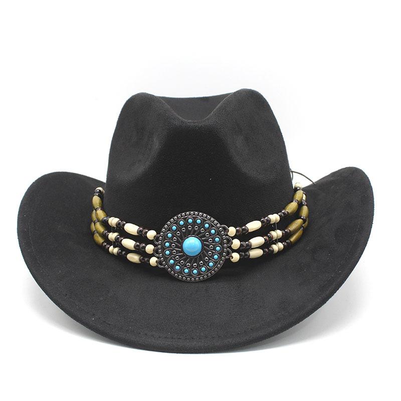 Замшевая ковбойская шляпа для мужчин и женщин, походная шляпа с закрученным краем, этническая шляпа-цилиндр, фетровая шляпа