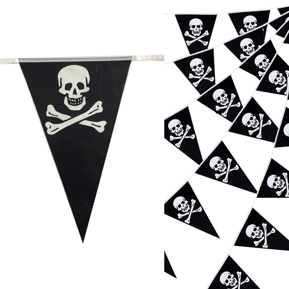 Birthday Skull Pennant Triangle Flags Halloween Pirate Banners