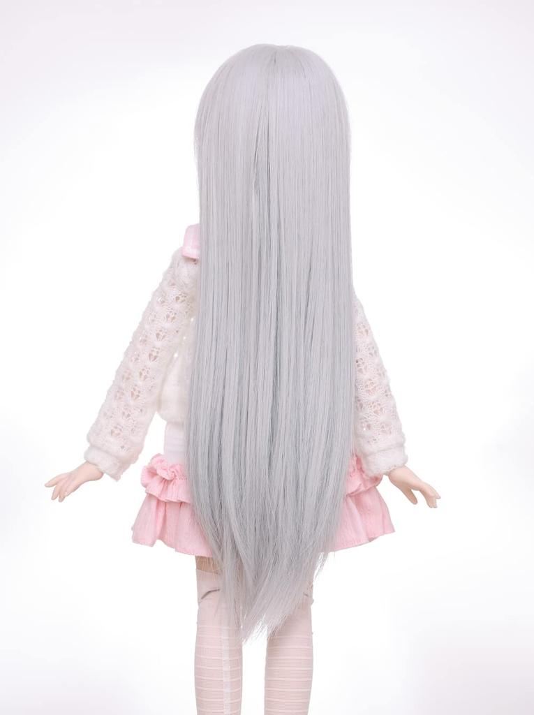 Linfairy 8-9 Inch 1/3 Size Doll Wig, Figure, BJD Long Wig (Silver)