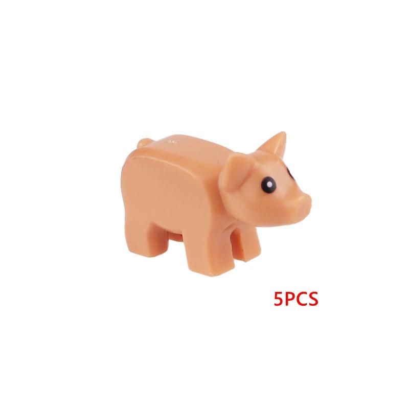 5PCS/Set Animals Cute Cat Pig Snake Figures DIY Building Blocks Toys for Children Gifts Toy Colorful Animal 38801 13786 1410pb01