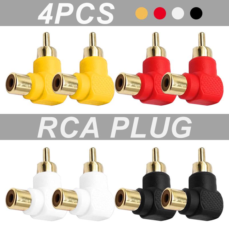 4 шт. Позолоченный RCA штекер 90 градусов Прямоугольный Штекер Гнездо Локтевой разъем для Аудио Видео Адаптера