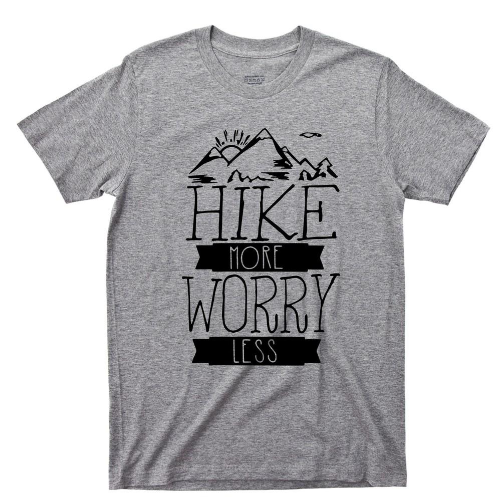 Hike More Worry Less T Shirt Outdoors Camping Appalachian Trail Yellowstone Tee