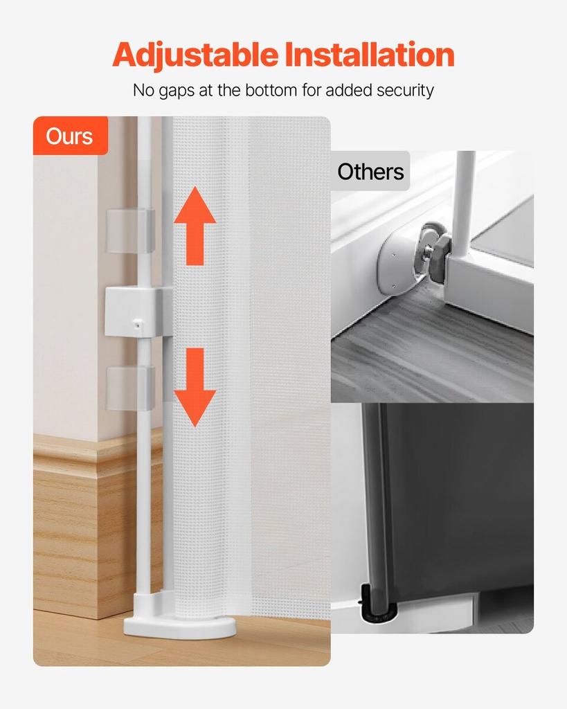 Retractable Baby Gate, 870 mm Tall, Extends up to 2800 mm Wide, Retractable Gate for Kids or Pets, Mesh Material, Easy to Install for Indoor Stairs,