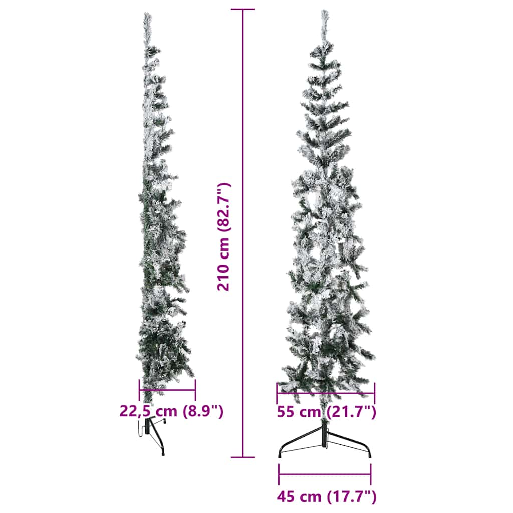 Artificial Half Christmas Tree with Snow Slim 210 cm