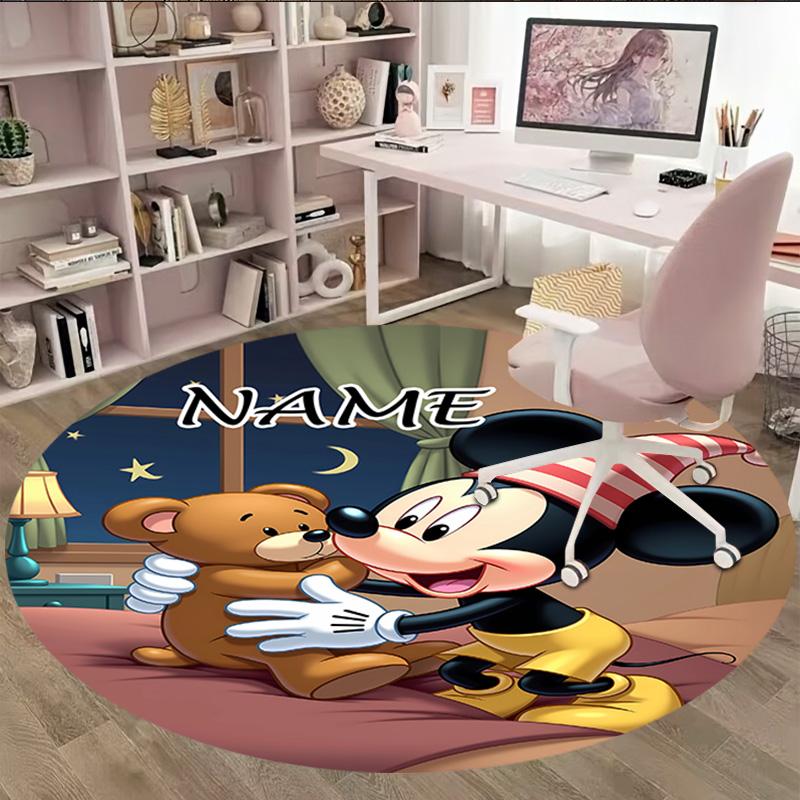 Customizable M-Mickey (11) Round Non-Slip Carpet - Ideal for Garden, Picnic, Office, Perfect for Decoration, Suitable For All Seasons
