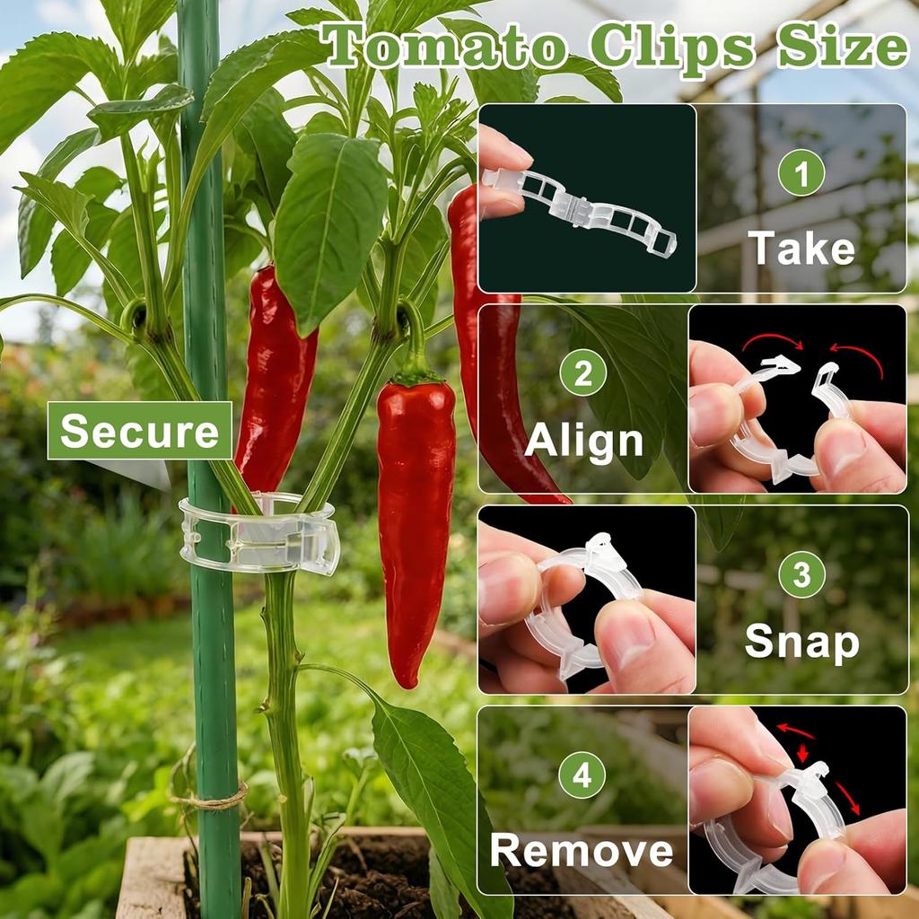 300Pcs Plant Clip for Climbing Plants Plastic Trellis Plant Support Clips for Garden,Reusable Clips for Supporting Grape Tomato Vine,Vegetables Plants