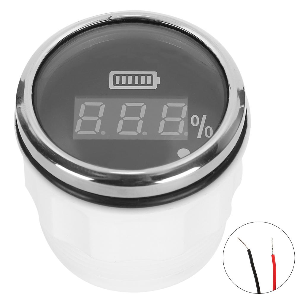 52Mm 2in Battery Digital Gauge Waterproof AntiFog Meter 12V with Smart Alarm for Ships Electric Vehicles Boats(Black