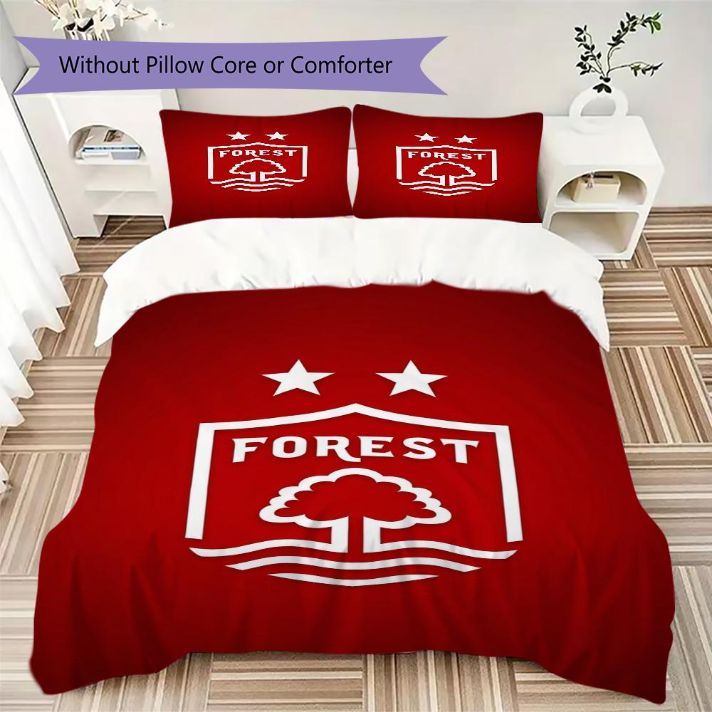 Nottingham Forest FC Pattern Bedding uilt Set uilt Cover Pillowcase Home Decoration Birthday Gift (1 * duvet cover + 2 * pillowcase without core)