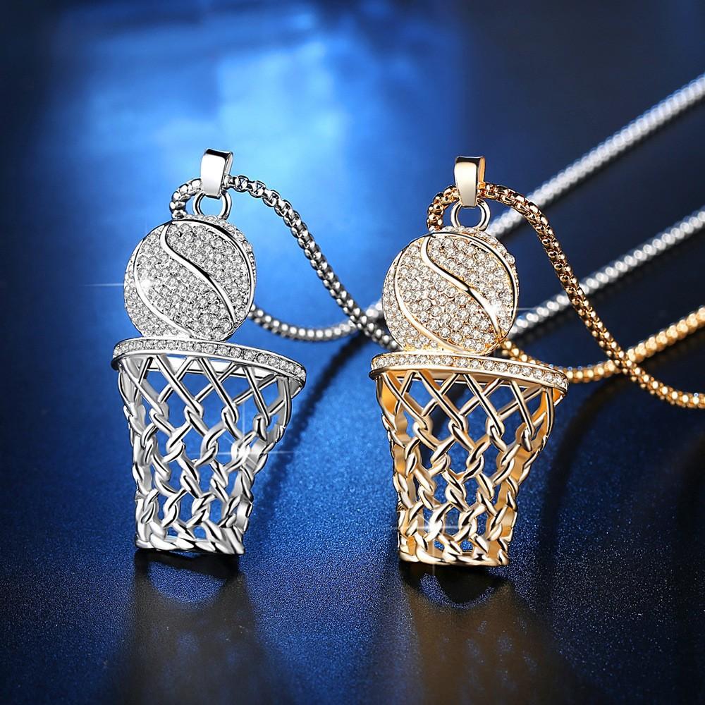 Fashion Basketball Hoop Necklace, Exquisite Hollow Pendant, European and American Sports Trend Jewelry