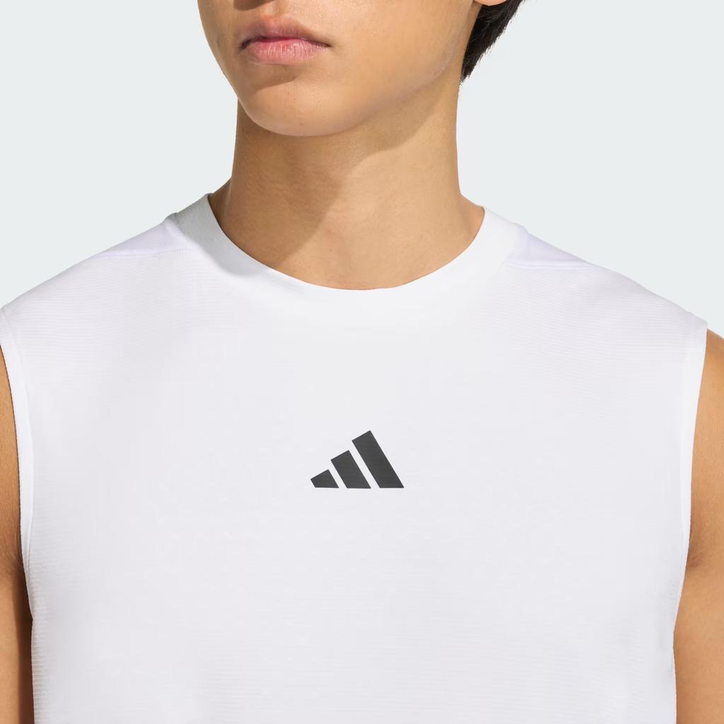 adidas Мужские майки D4T Белые с круглым вырезом Умеренный прямой крой KD0376