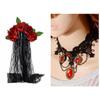 Хэллоуин Ободок Венок Имитация Розы Цветок Ободок Кружевная Фата Свадебная Вечеринка Ободок Ободок