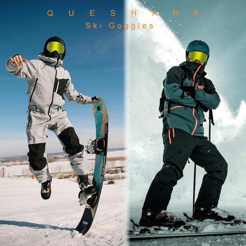Queshark Взрослые двухслойные противотуманные очки UV400, горнолыжные очки, маска, зеркало, горнолыжные очки, зимние очки для сноуборда