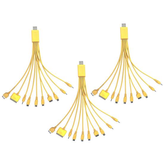 Кабель для зарядки 10-в-1 для нескольких устройств, 23 см, ПВХ, не запутывающийся шнур, универсальный высокопрочный кабель для передачи данных для большинства телефонов
