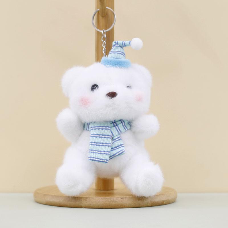 Adorable Plush Teddy Bear Keychain Cute Soft Stuffed Animal Toy With Hat