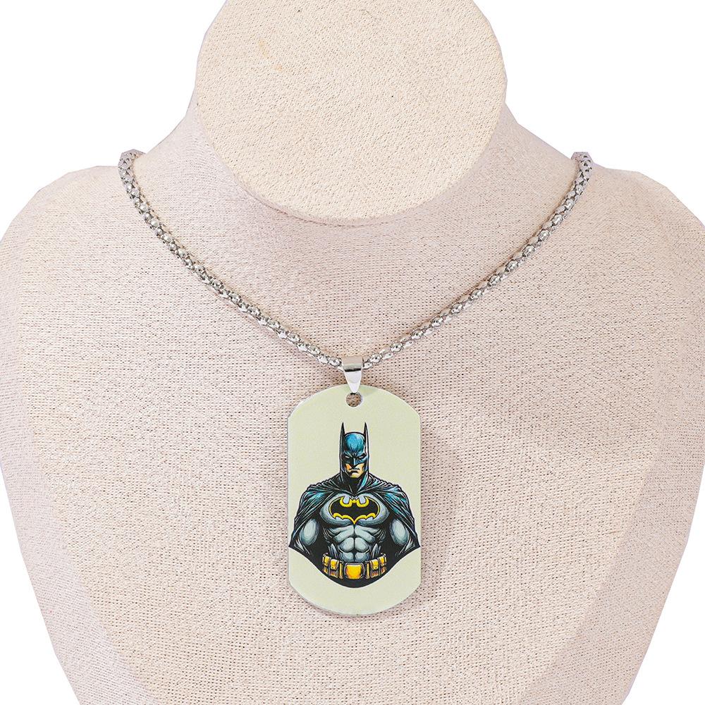 New European and American Batman Color Printed Dog Tag Pendant Necklace