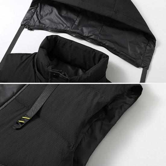 Мужской зимний жилет с капюшоном без рукавов, толстый однотонный кардиган с подкладкой, ветрозащитный, теплый, гладкий, с карманами, на шнурке, мужской зимний жилет, пальто