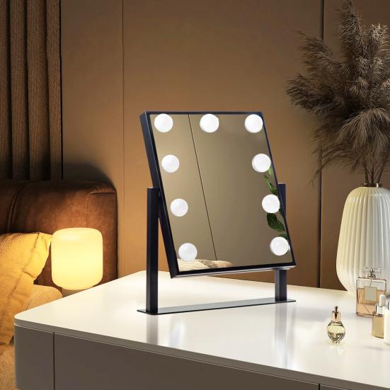 Светодиодное зеркало для макияжа с 3 цветами подсветки, сенсорным управлением, плавной регулировкой яркости, косметическое зеркало, портативное дорожное зеркало для макияжа с лампой